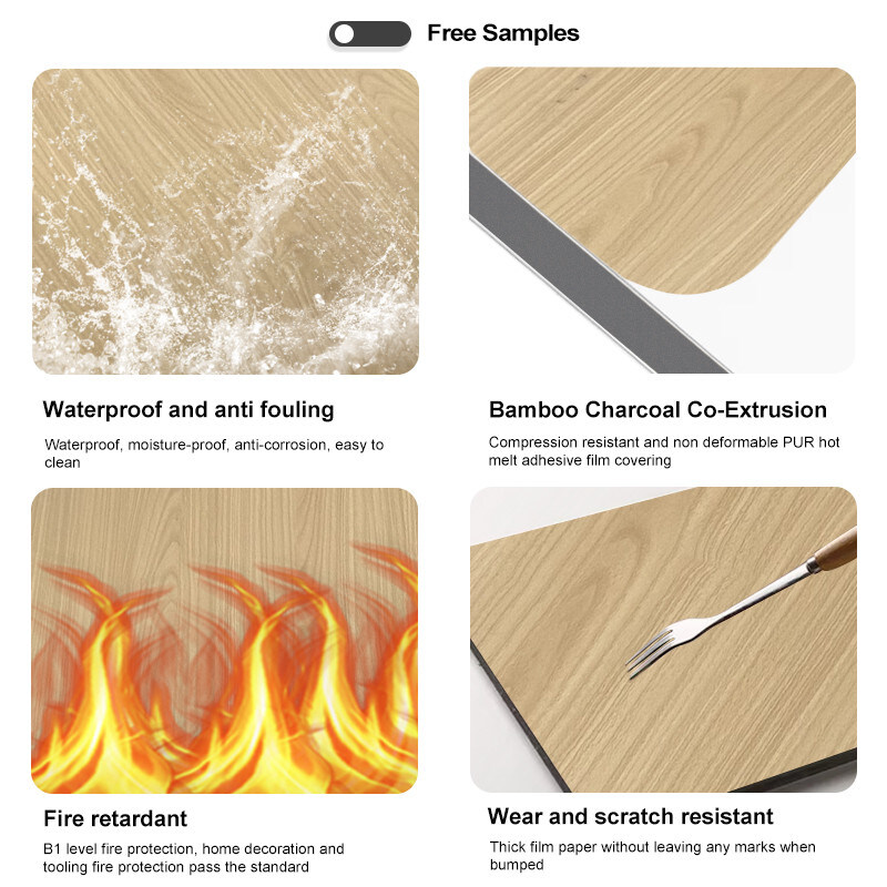 Водостойкость Бамбук уголь Стенная доска Деревянный лист для современного света роскошного декора
