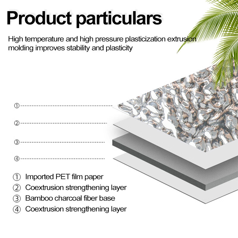 Водонепроницаемые декоративные стеновые панели Водный волновой рисунок Бамбук Древесный уголь Фанеровые панели